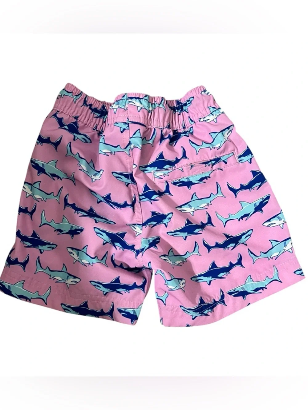 Boys’ Pink Shark Print Swim Trunks